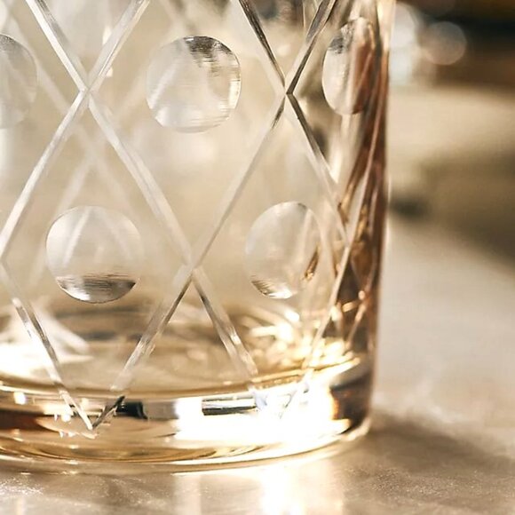 The Met X Anthropologie Double Old Fashioned Glasses Honey Color Set of 4 New - Picture 4 of 6